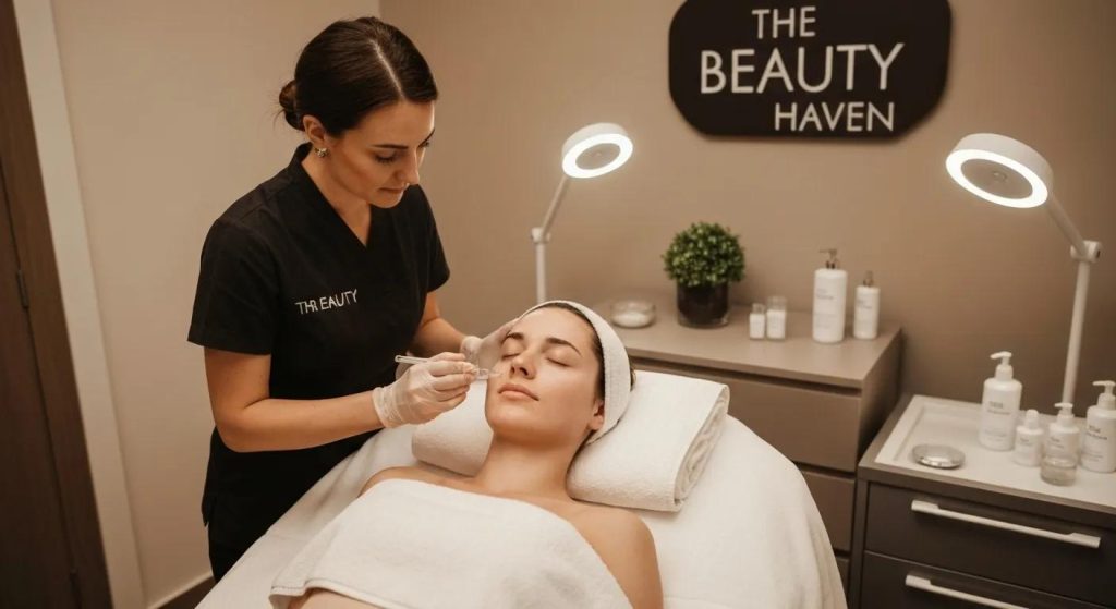 Rejuvenating facial treatment at The Beauty Haven, highlighting anti-ageing therapies