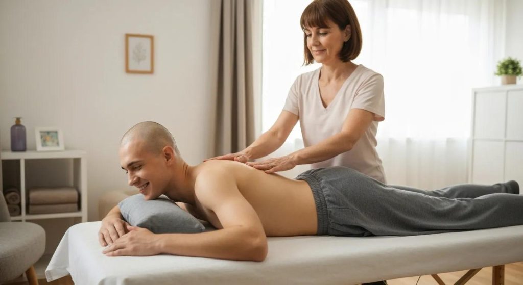 Individual receiving Reiki healing, showcasing relaxation and well-being benefits