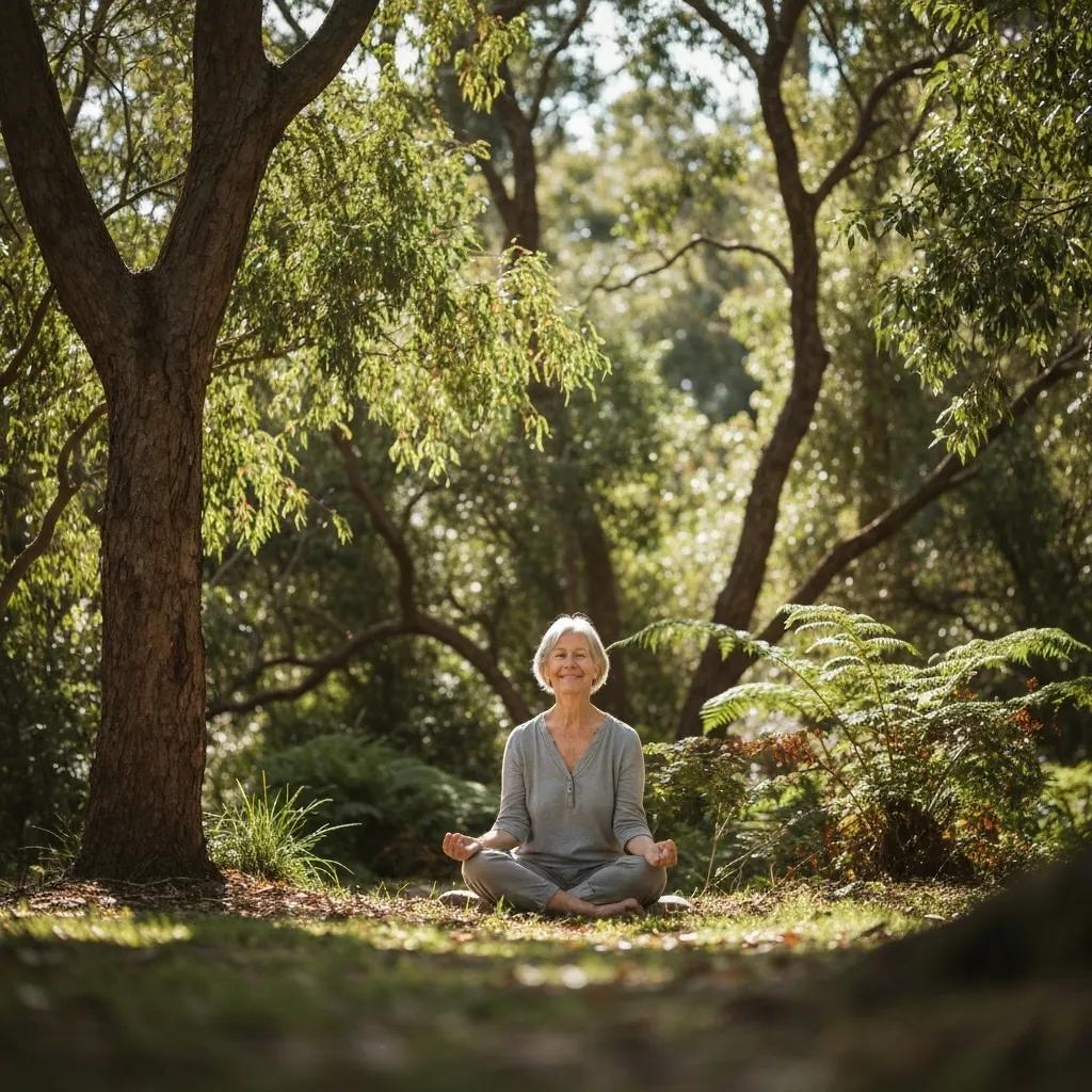 Person meditating in a serene outdoor setting in Parramatta, reflecting the benefits of Reiki therapy