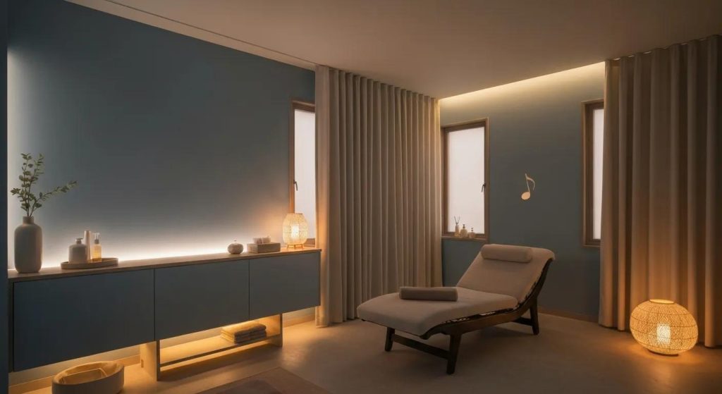 Relaxing after treatment room with calming ambiance