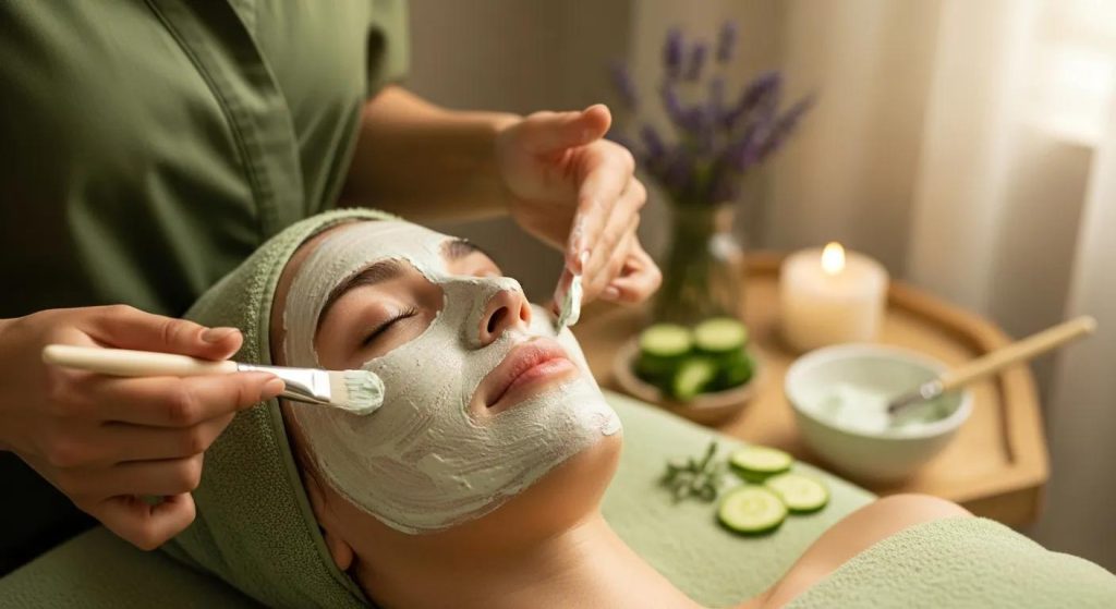 Soothing facial treatment with natural ingredients for sensitive skin