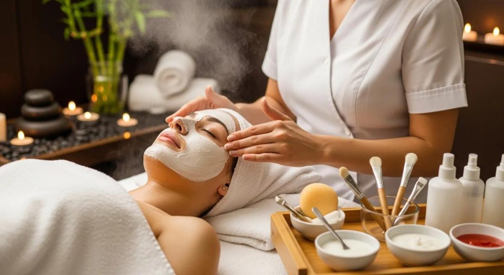 Personalised facial treatment in a tranquil spa environment