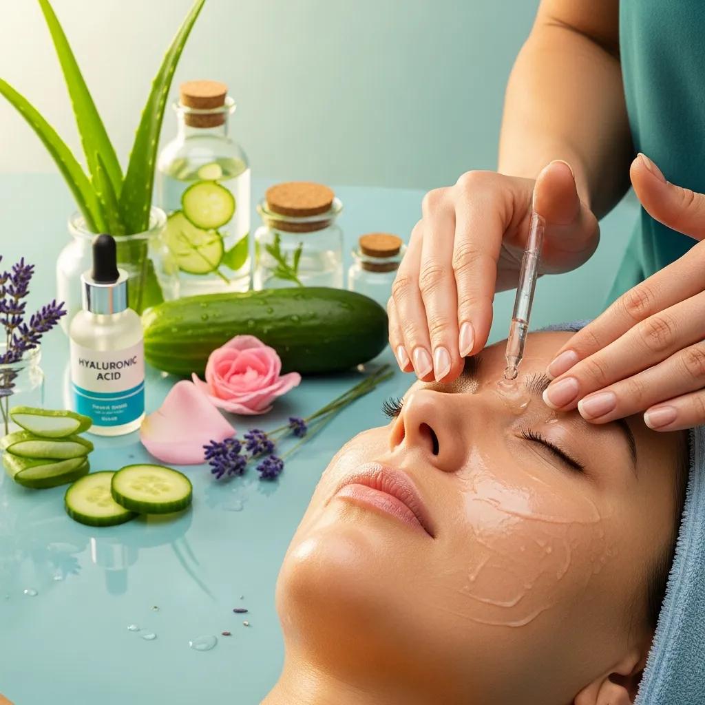 Hydrating facial treatment with fresh ingredients and a serene atmosphere