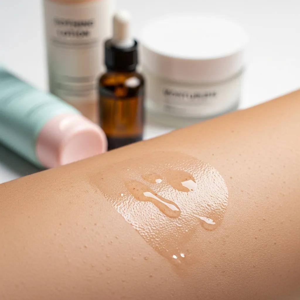Close-up of smooth skin with moisturizing lotion, highlighting post-waxing skin health benefits and aftercare products for maintaining smoothness.