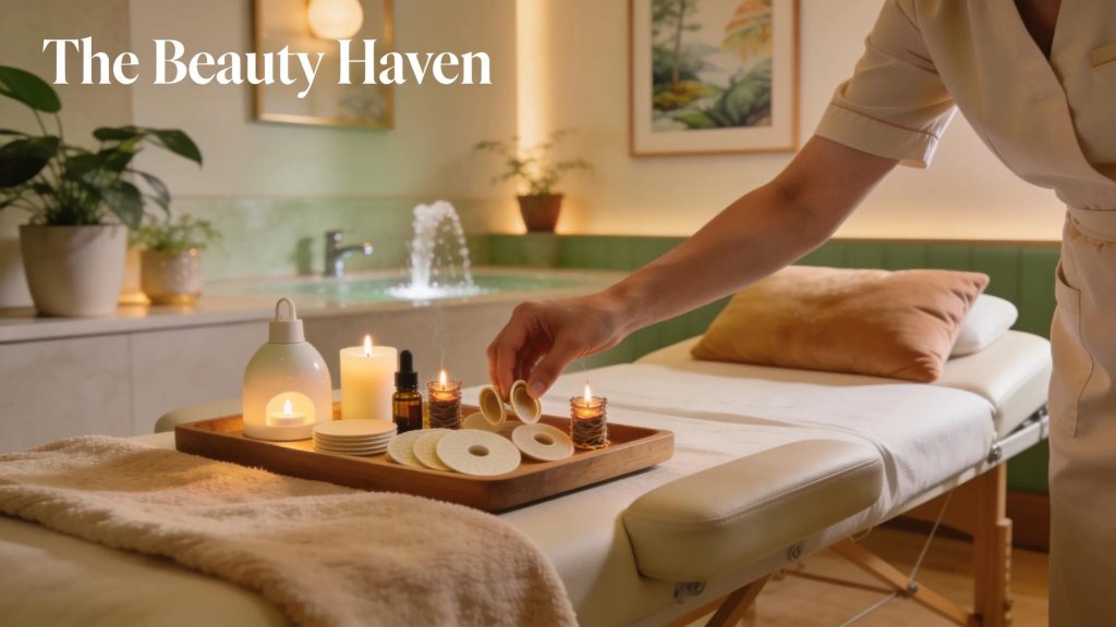 Ear candling supplies and treatment preparation at The Beauty Haven in Georges Hall, NSW.